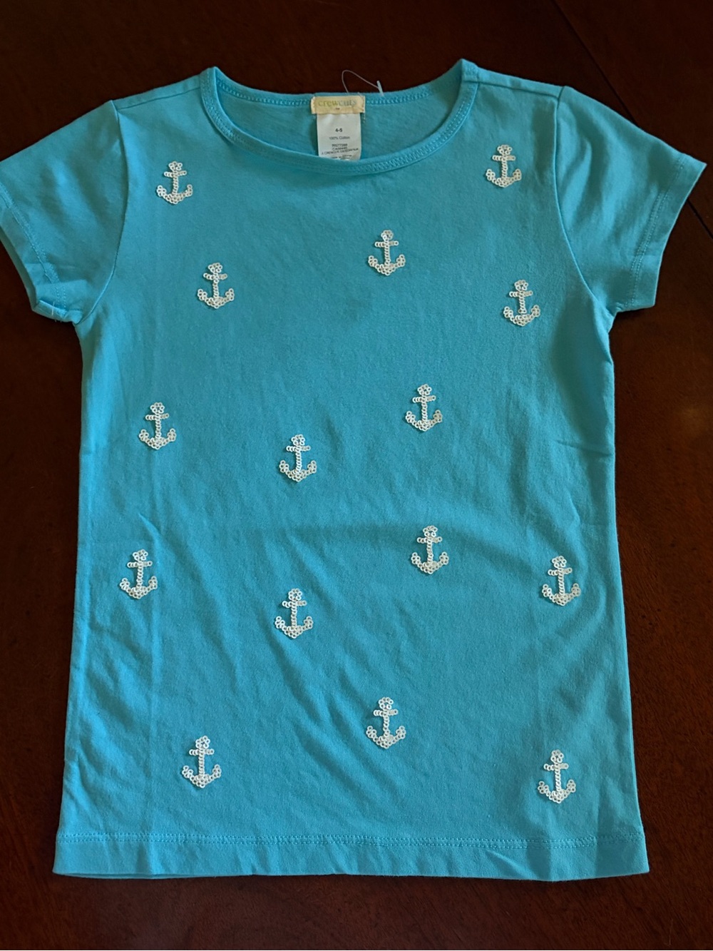 Crewcuts Turquoise Short-Sleeve Tee with White Sequin Anchors
